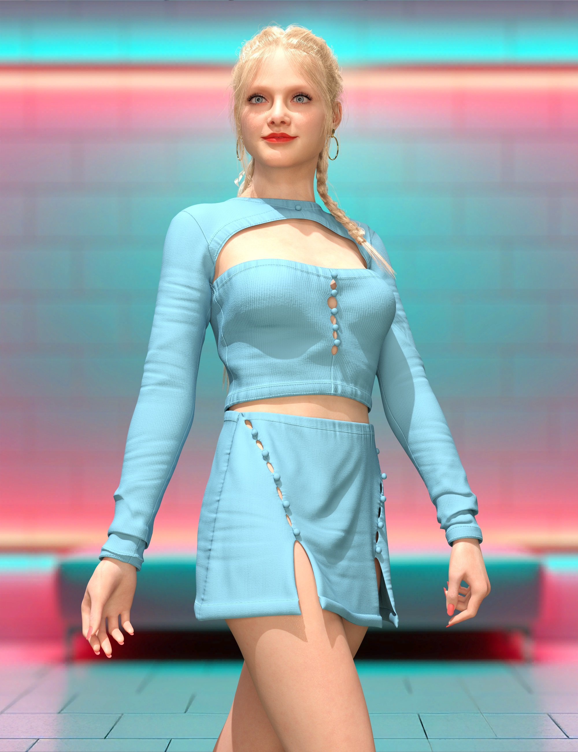 dForce Dina Outfit for Genesis 9 by: Nelmi, 3D Models by Daz 3D