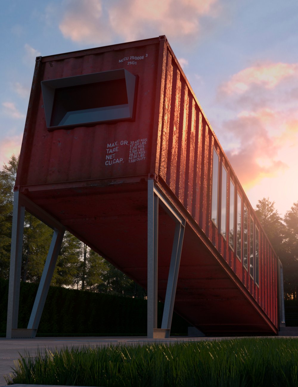 Evergreen Container House by: Human, 3D Models by Daz 3D