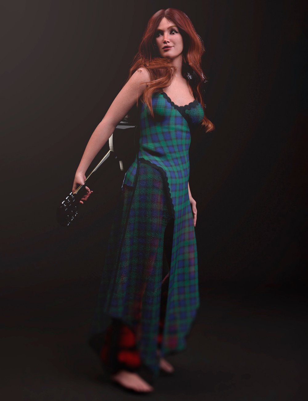 dForce LA Grunge Outfit for Genesis 9 and 8 Female by: Laia, 3D Models by Daz 3D