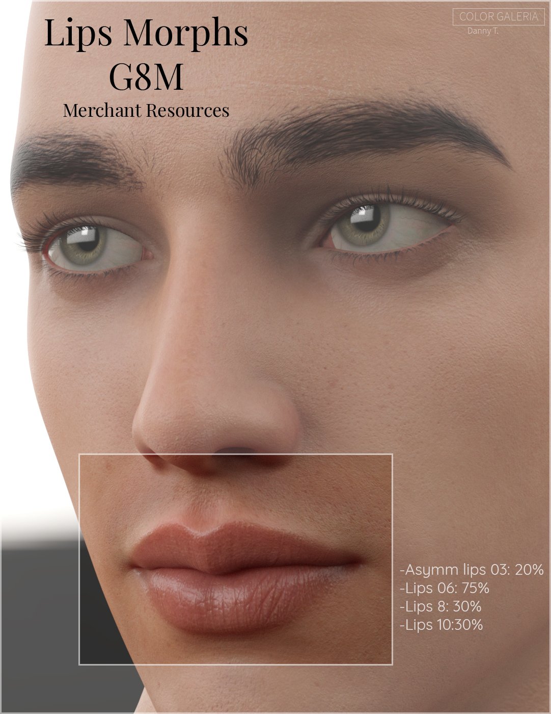 CGI Lips Morphs for G8M & Merchant Resource - 01 by: Color Galeria, 3D Models by Daz 3D
