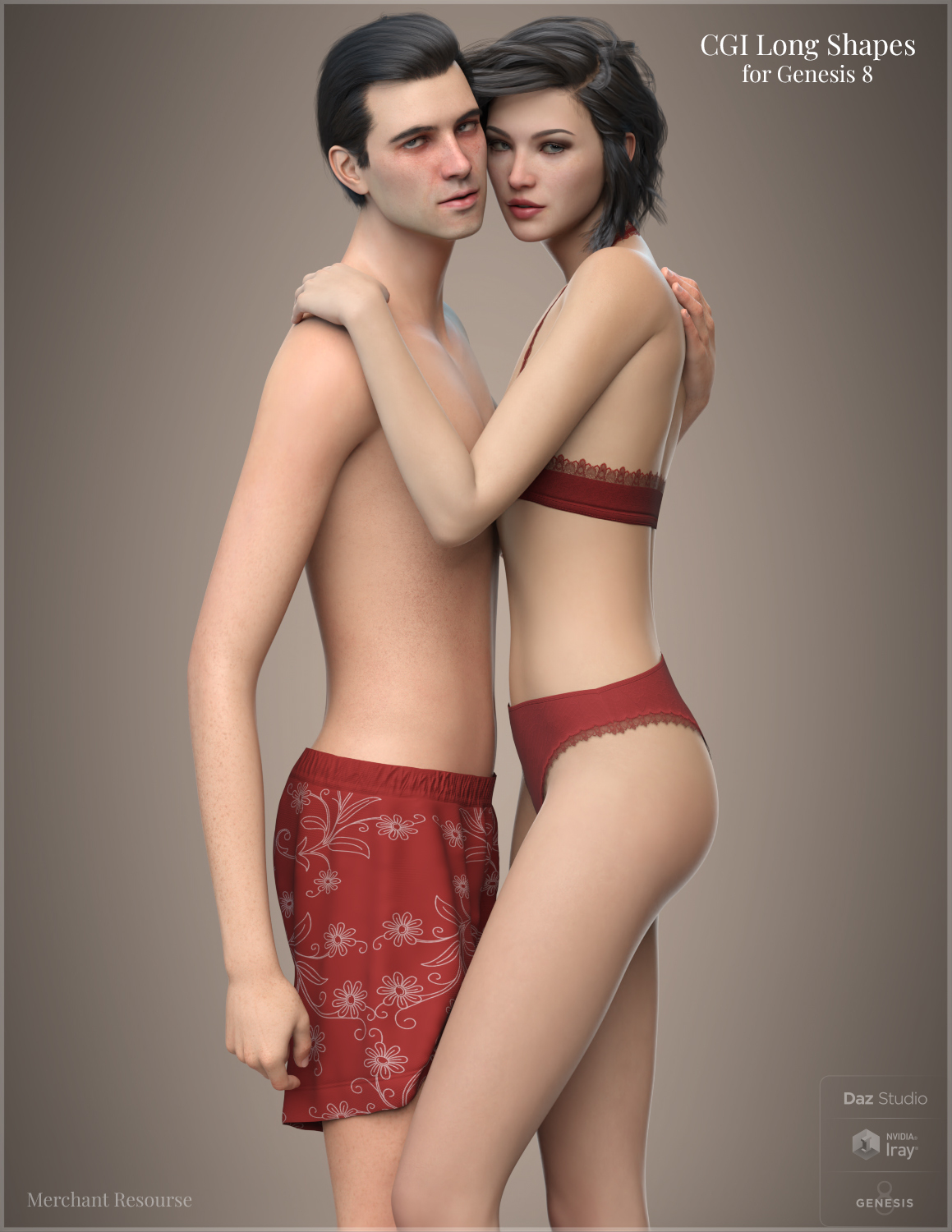 CGI Long Shapes for Genesis 8/8.1 Female and Male by: Color Galeria, 3D Models by Daz 3D
