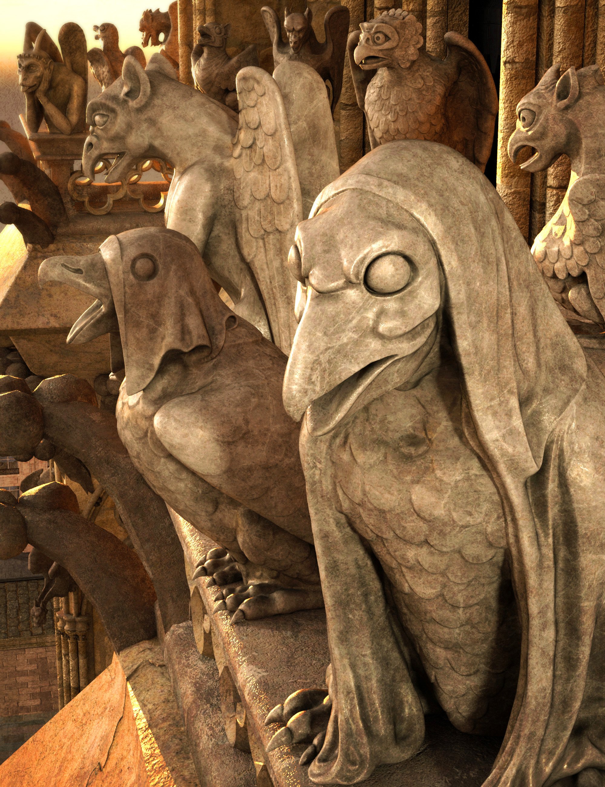 Gargoyles of Notre Dame - Set 1: Northwest Tower by: The Alchemist, 3D Models by Daz 3D