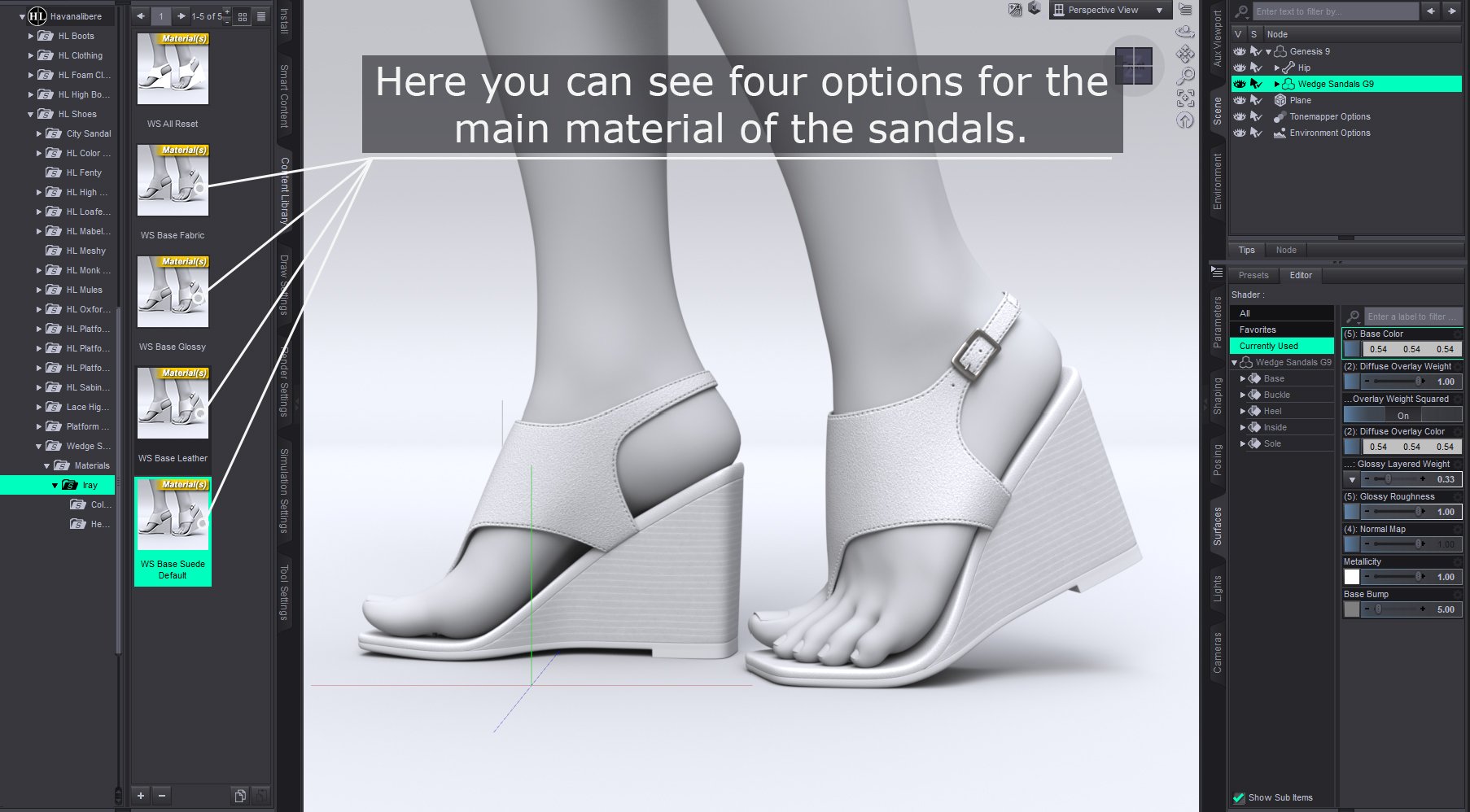 Wedge Sandals for Genesis 9, 8 and 8.1 Female