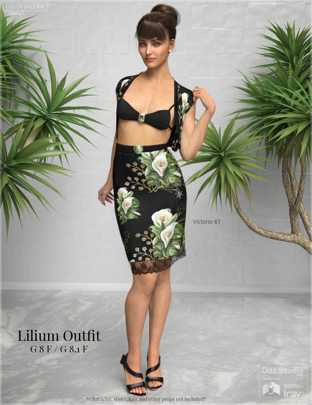 dForce - Lilium Outfit G8F by: Color Galeria, 3D Models by Daz 3D