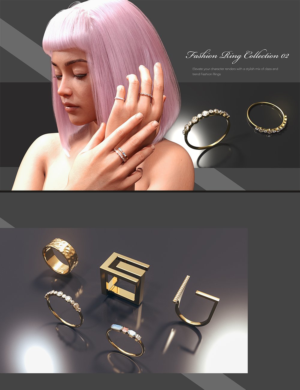 Fashion Ring Collection 02 by: Polish, 3D Models by Daz 3D