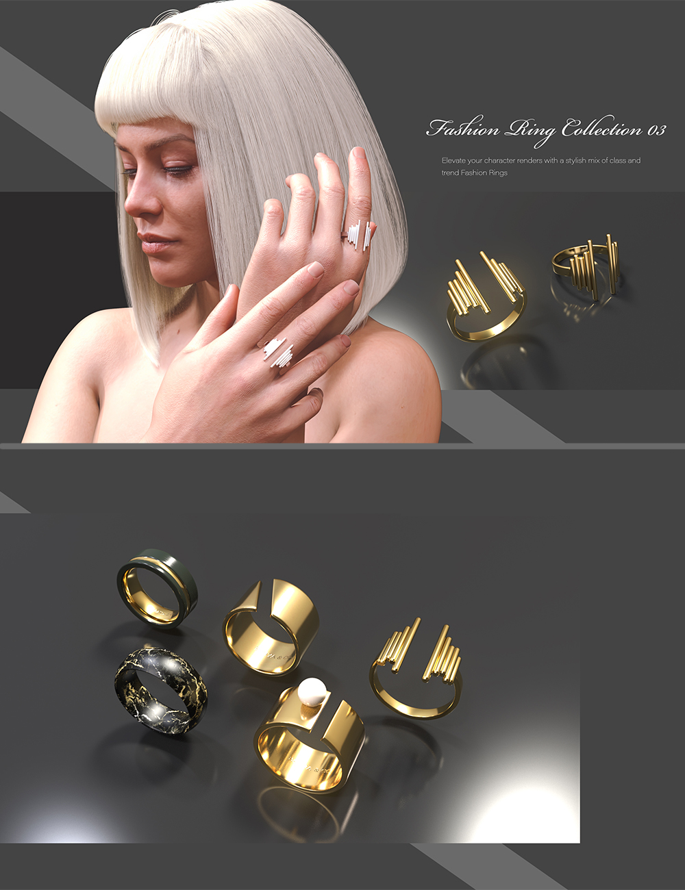 Fashion Ring Collection 03 by: Polish, 3D Models by Daz 3D