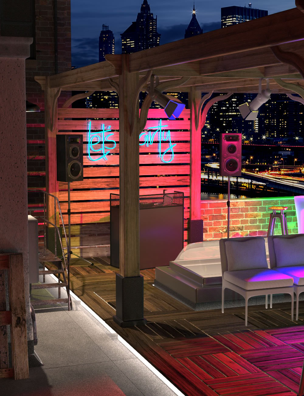 Rooftop Dance Club by: SilvaAnt3d, 3D Models by Daz 3D