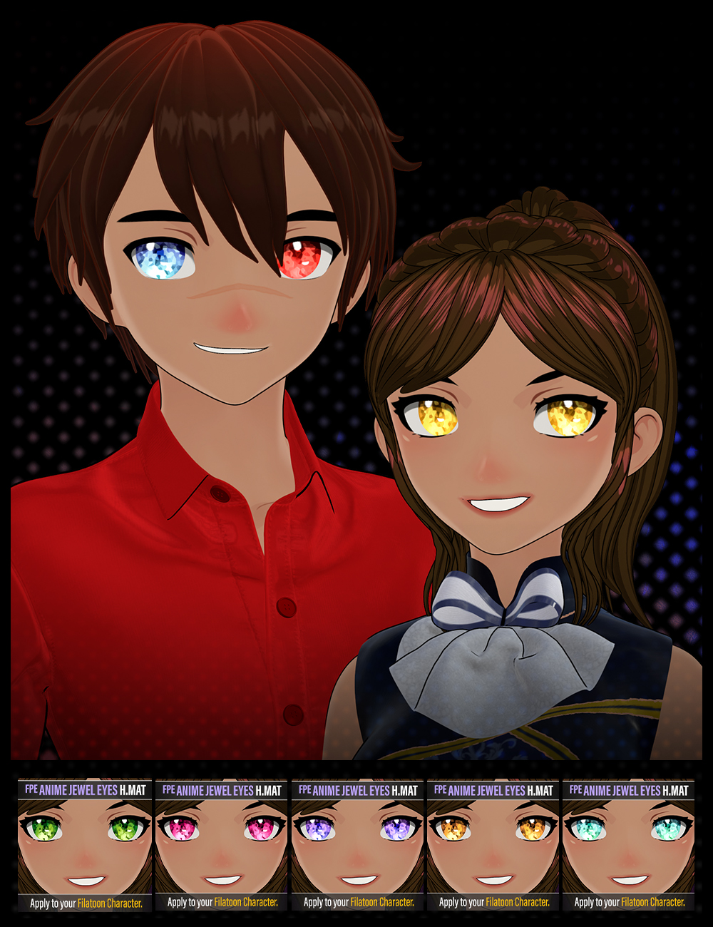 FPE Anime Jewel Eyes for Genesis 9 by: FenixPhoenixEsid, 3D Models by Daz 3D