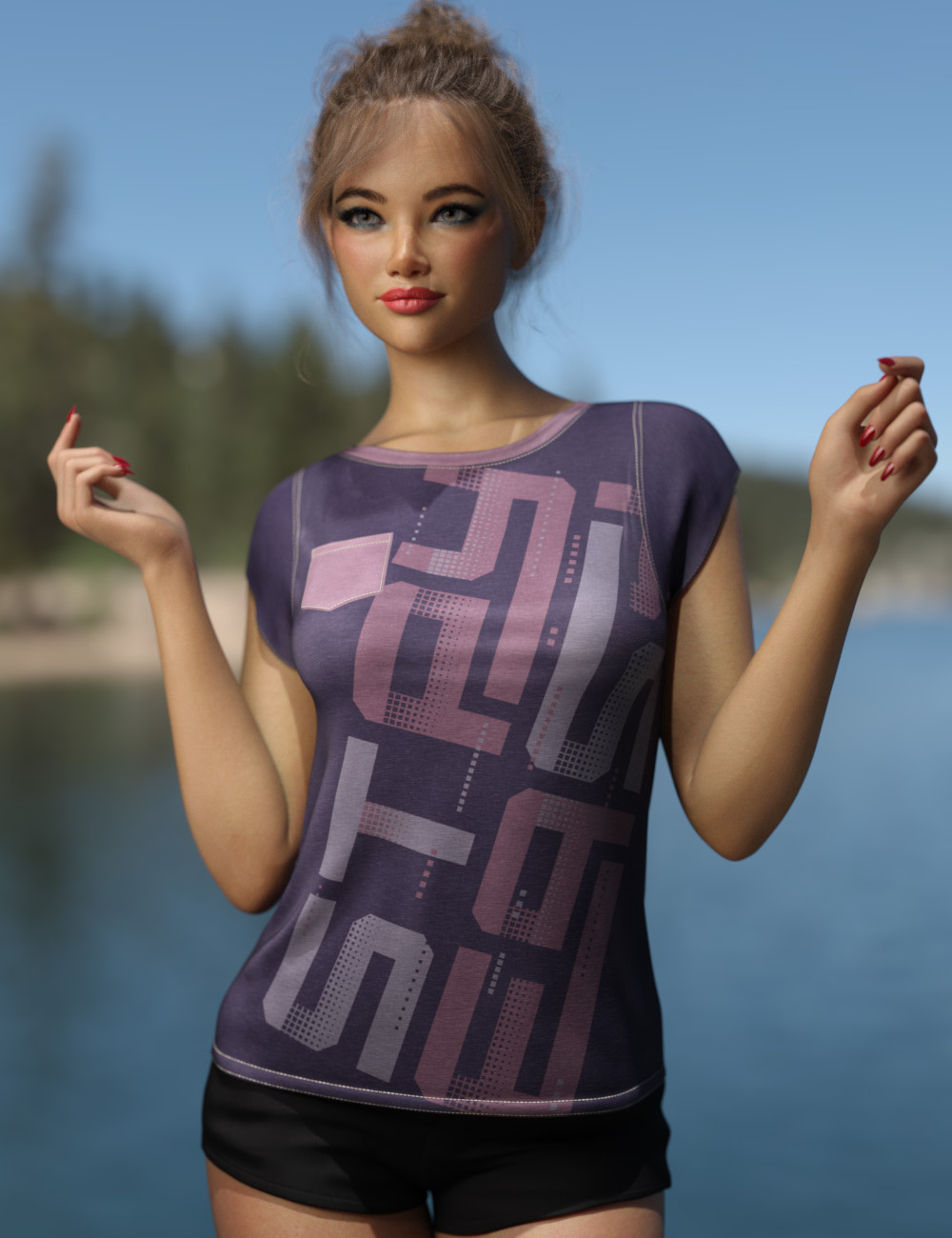 dForce Basic Pocket Tee for Genesis 9 by: Sveva, 3D Models by Daz 3D