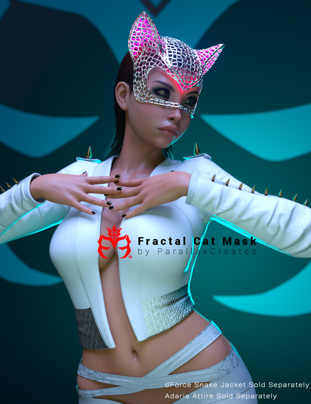 Fractal Cat Mask for Genesis 9, 8.1 and 8 Females by: ParallaxCreates, 3D Models by Daz 3D