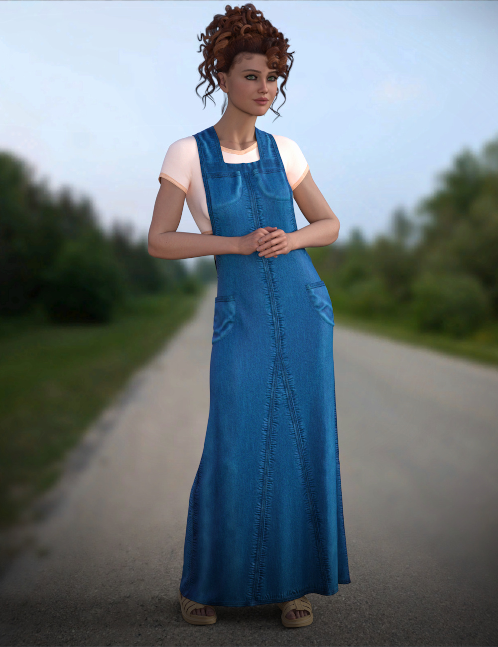 dForce Dungaree Maxi for Genesis 9 and 8 Female by: ~Wolfie~, 3D Models by Daz 3D