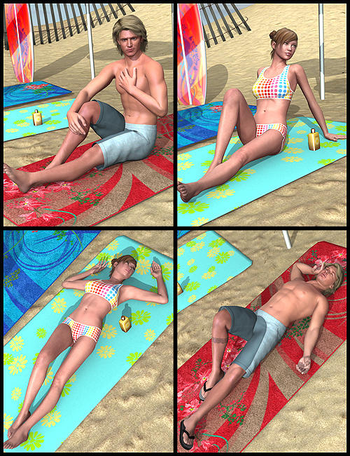 Beach Party Poses by: Digiport, 3D Models by Daz 3D