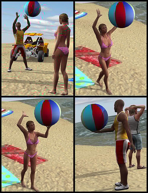 Beach Party Poses Beach Party Poses by: Digiport, 3D Models by Daz 3D