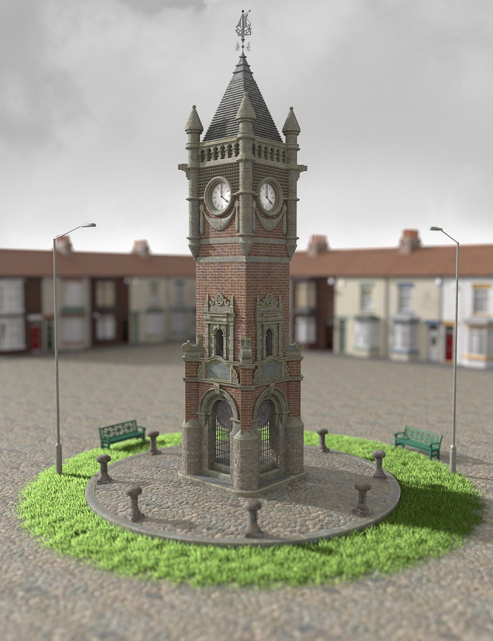 Historical Town Clock by: ForbiddenWhispersDavid Brinnen, 3D Models by Daz 3D