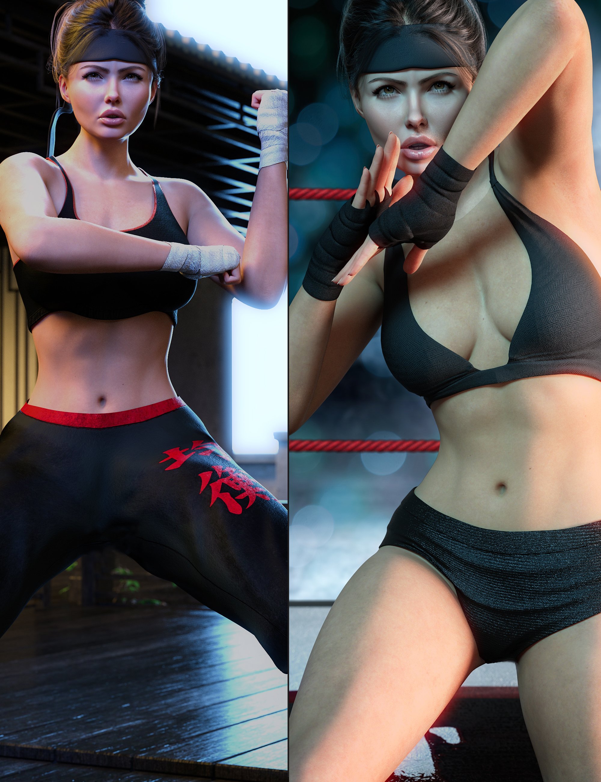 Z Mixed Martial Arts 2 Pose Mega Set for Genesis 9 and 8 Female by: Zeddicuss, 3D Models by Daz 3D