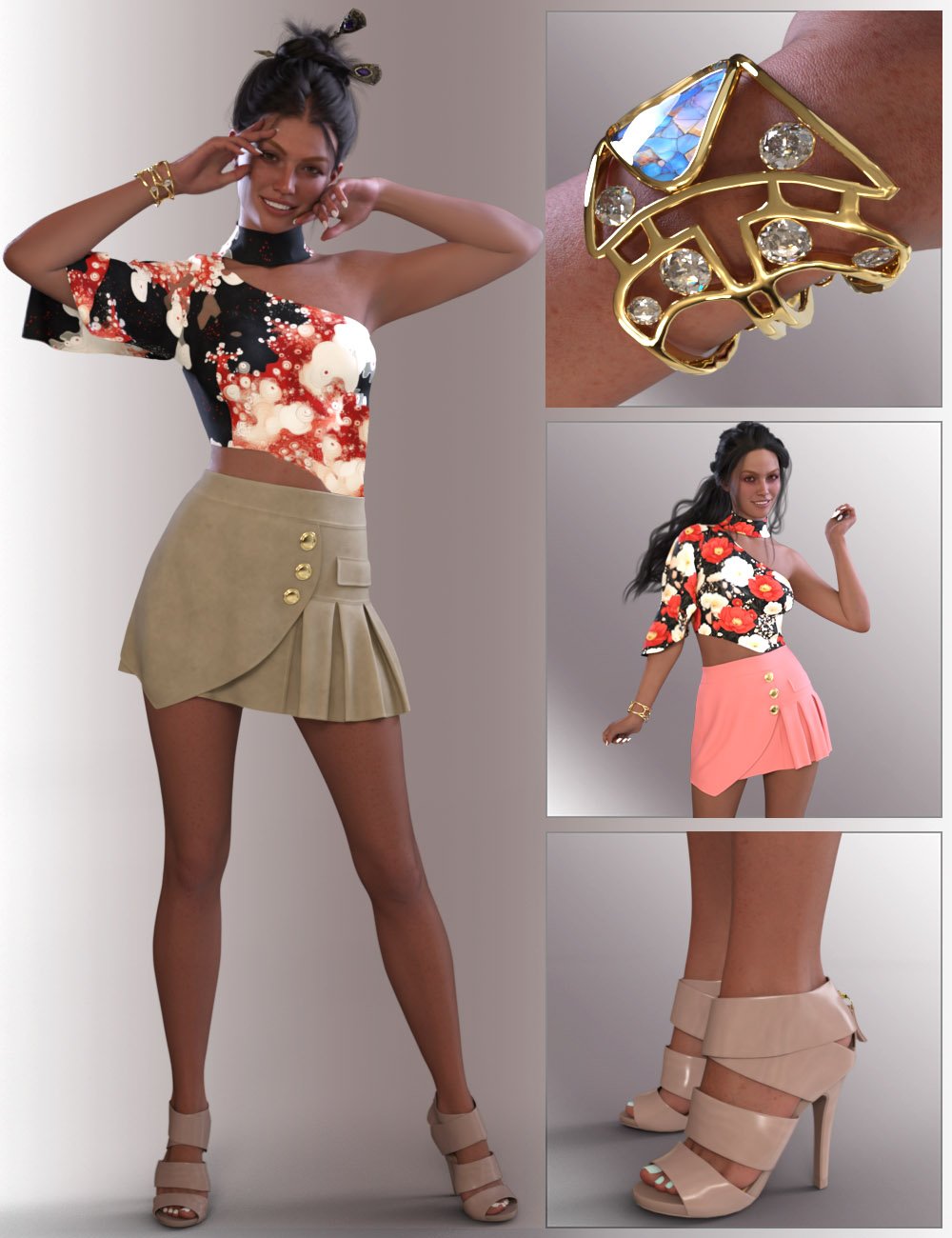 dForce Fayora Outfit for Genesis 9 Feminine by: OnnelArryn, 3D Models by Daz 3D