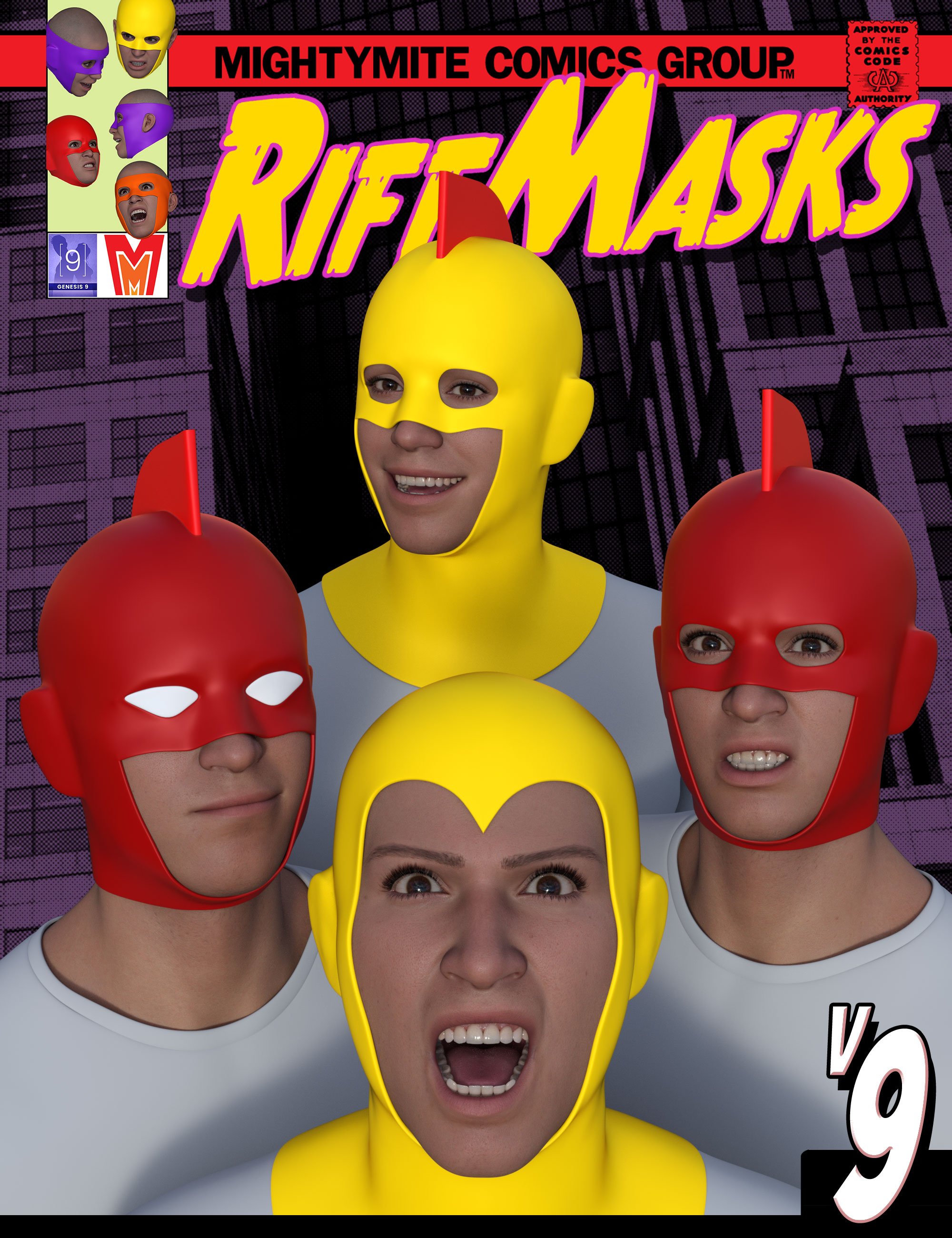 Riffmasks v009 MMKB Genesis 9 by: MightyMite, 3D Models by Daz 3D