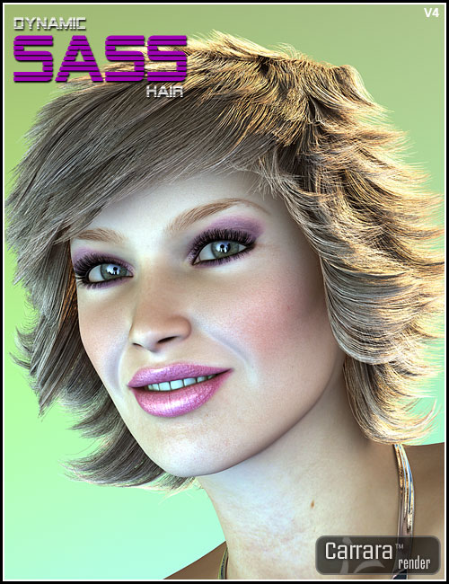Dynamic Sass Hair for V4 by: 3DCelebrity, 3D Models by Daz 3D