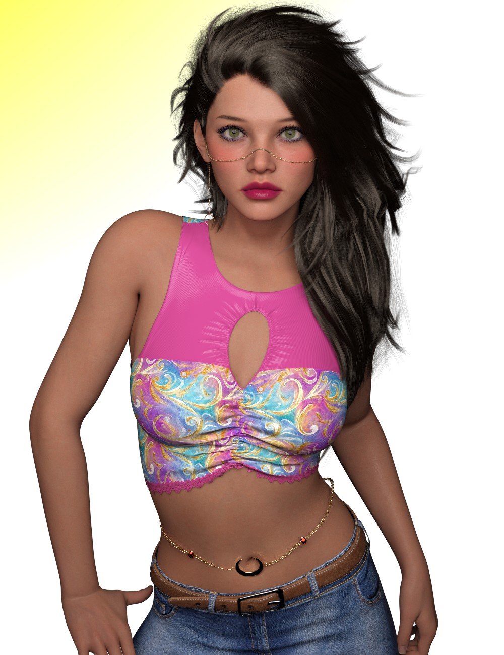 L3D Stylez Texture Add-On Ruched Midriff Tank by: LUNA3D, 3D Models by Daz 3D