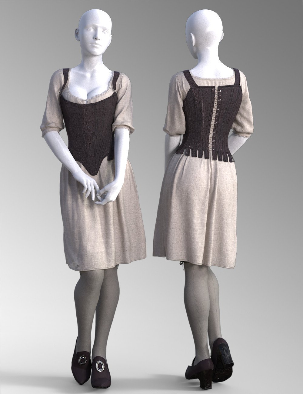 dForce 18th Century Corset for Genesis 9 and Genesis 8 Female