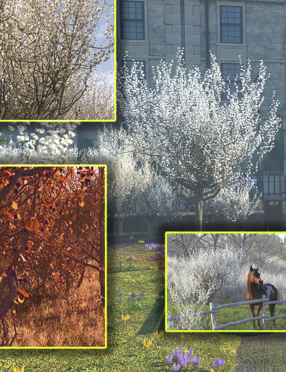 Hedgerow Kit 4 - Blackthorn Flowers and Fruits by: MartinJFrost, 3D Models by Daz 3D