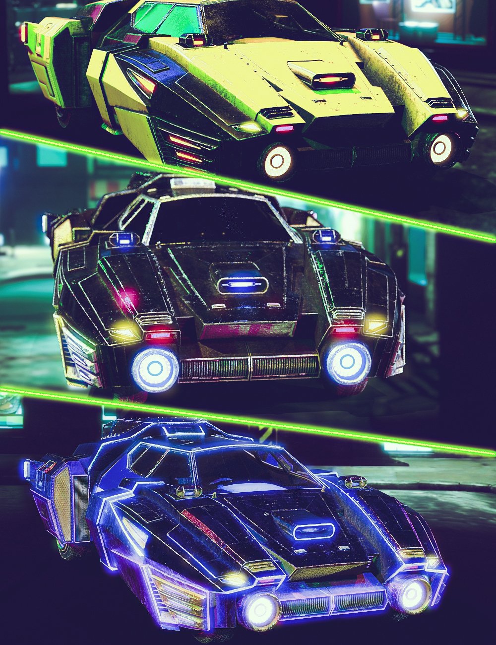 PTF Cyberpunk Textures for XI Neo Noir Car by: PixelTizzyFit, 3D Models by Daz 3D