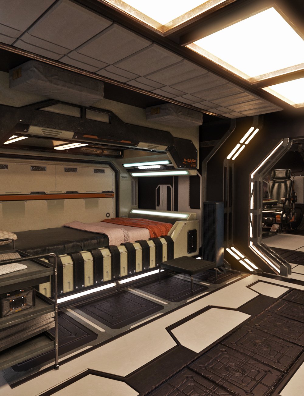 XI Spaceship Living Quarters by: Xivon, 3D Models by Daz 3D