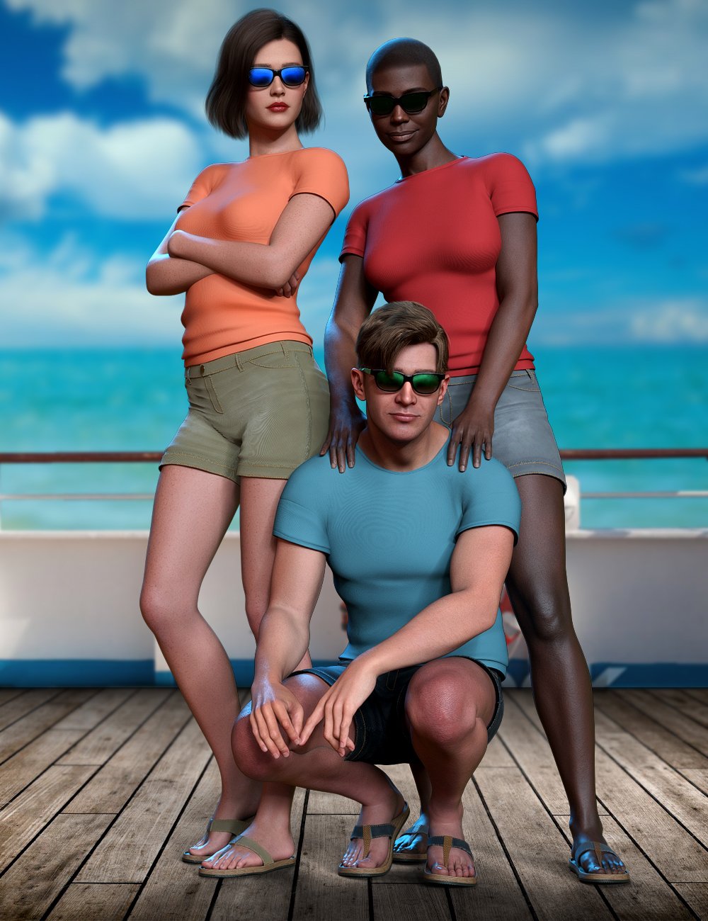 Chic Summer Outfit Set for Genesis 9 by: MytilusProShot, 3D Models by Daz 3D