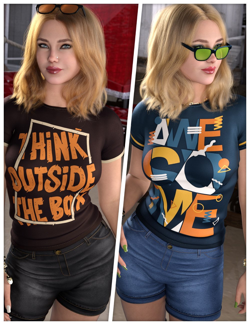 Lighthearted Textures for Chic Summer Outfit Set by: ShanasSoulmate, 3D Models by Daz 3D