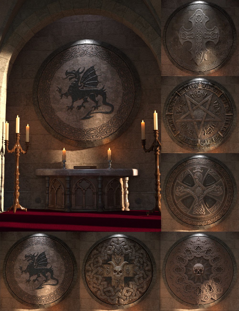Mandala Designs add-on for Mandala Chapel by: Aako, 3D Models by Daz 3D