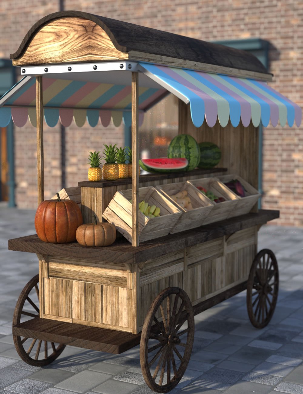 Fruit And Veg Cart by: SilvaAnt3d, 3D Models by Daz 3D