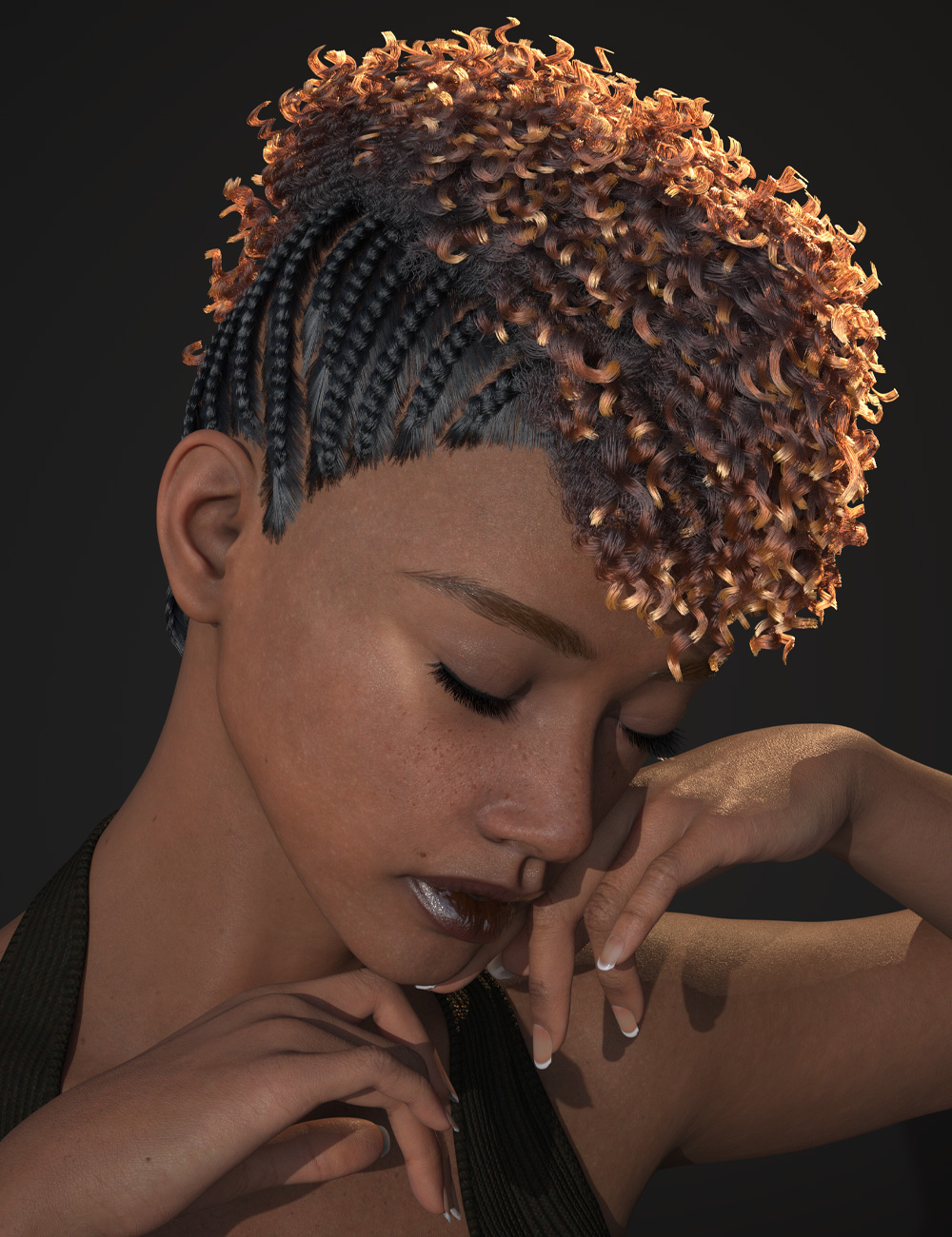 dForce AO Nanjala Hair for Genesis 9 by: Afrodite-Ohki, 3D Models by Daz 3D