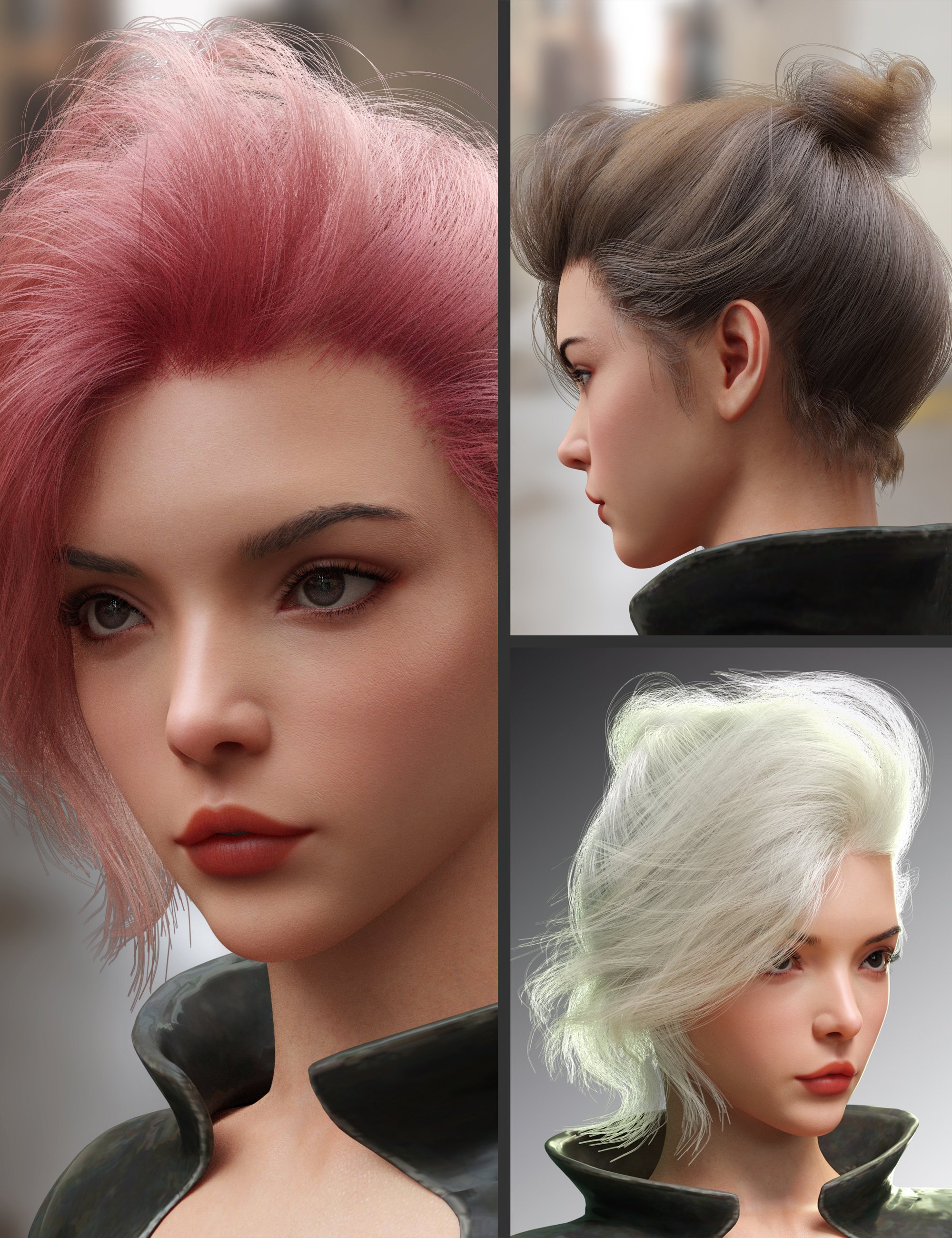 dForce Vinn Hair and MB Vinn for Genesis 9 Feminine by: Magic Brush, 3D Models by Daz 3D