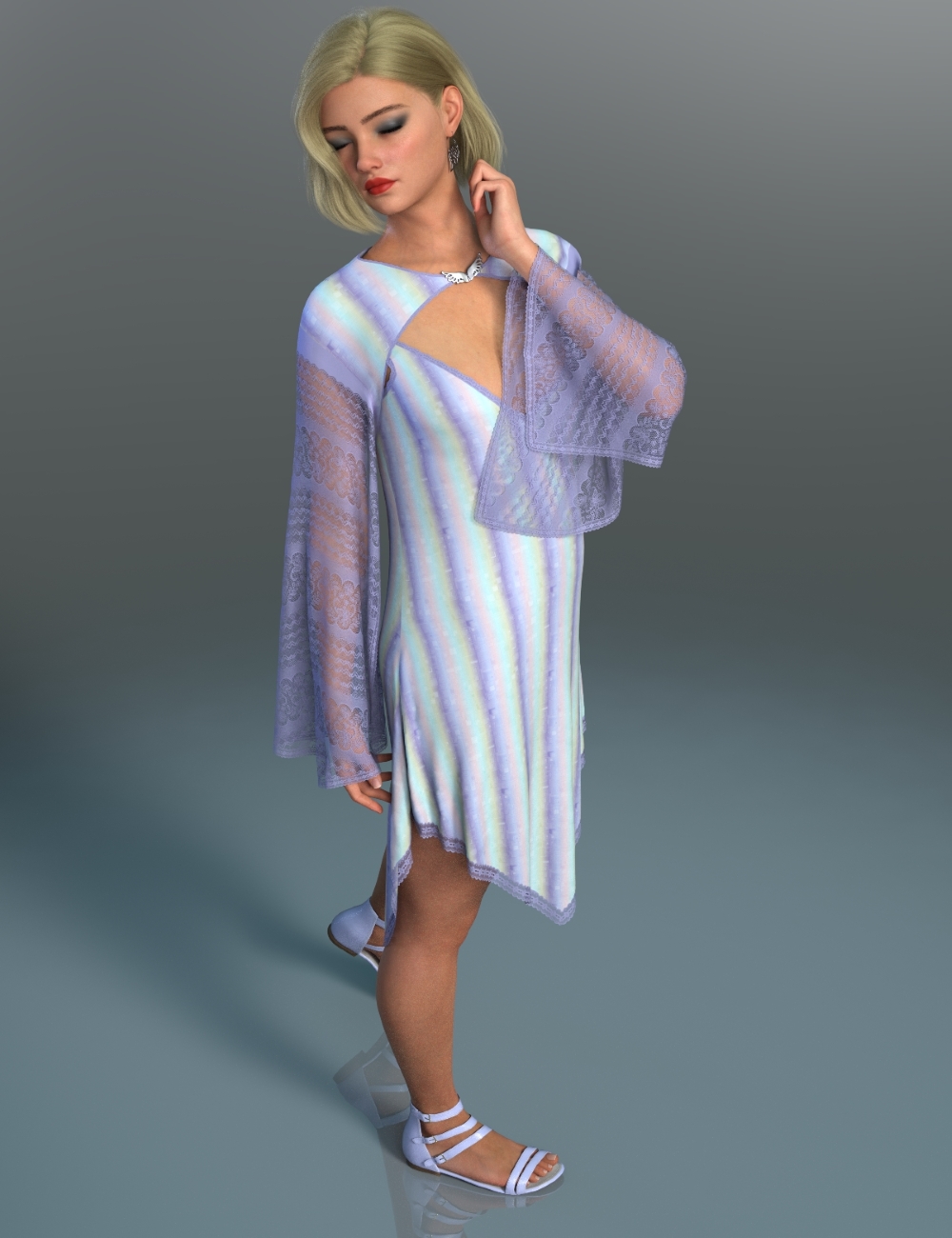 dForce Sweet Angel Outfit for Genesis 9 by: PandyGirl, 3D Models by Daz 3D
