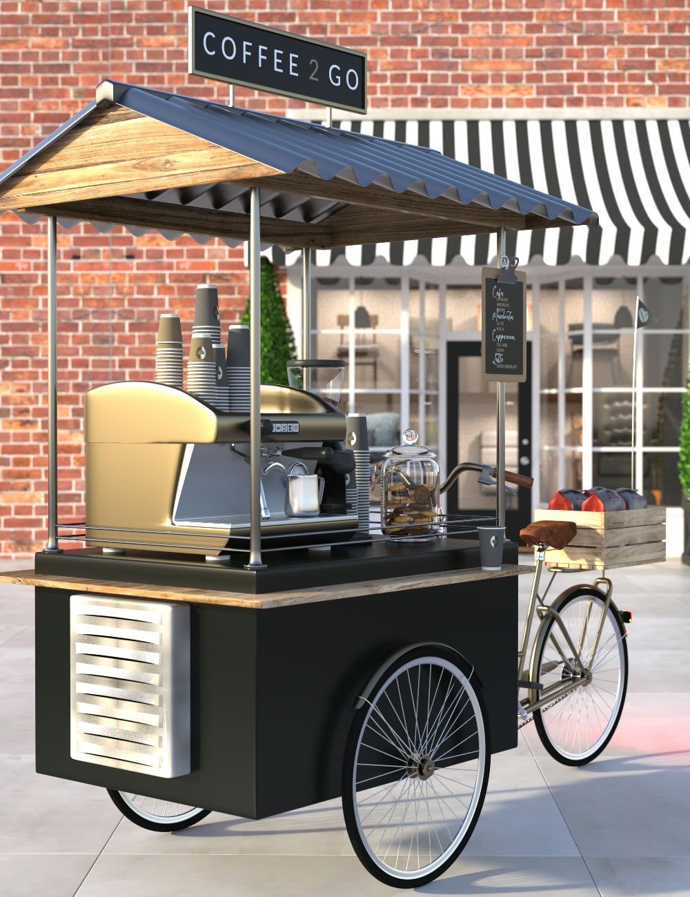 Coffee Cart by: SilvaAnt3d, 3D Models by Daz 3D