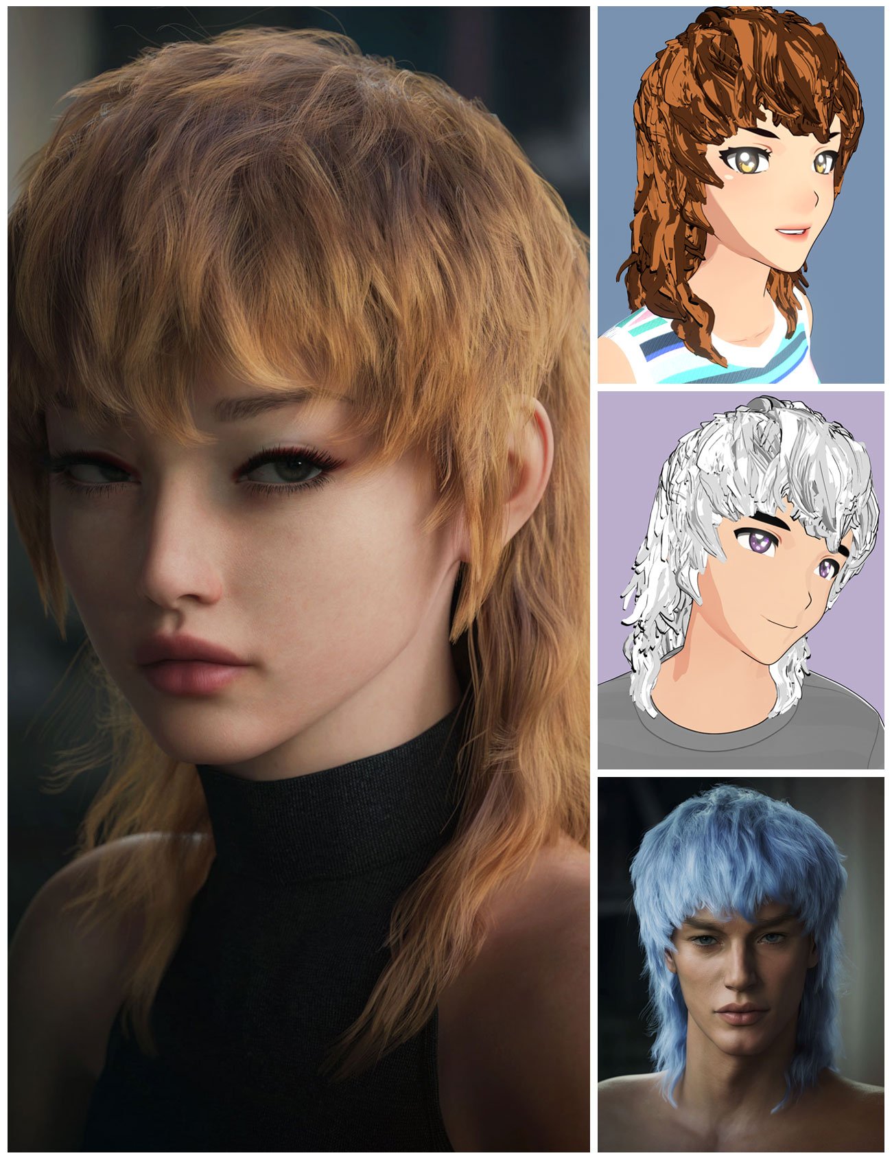 dForce Oakley Hair Plus for Genesis 9 by: AprilYSH, 3D Models by Daz 3D