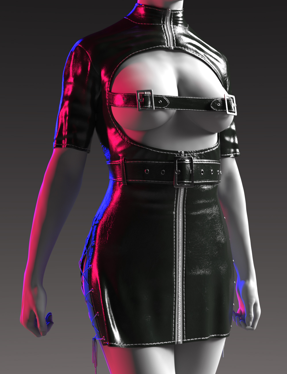 dForce GN Bare Chest Leather Uniform for Genesis 9 by: Goanna, 3D Models by Daz 3D