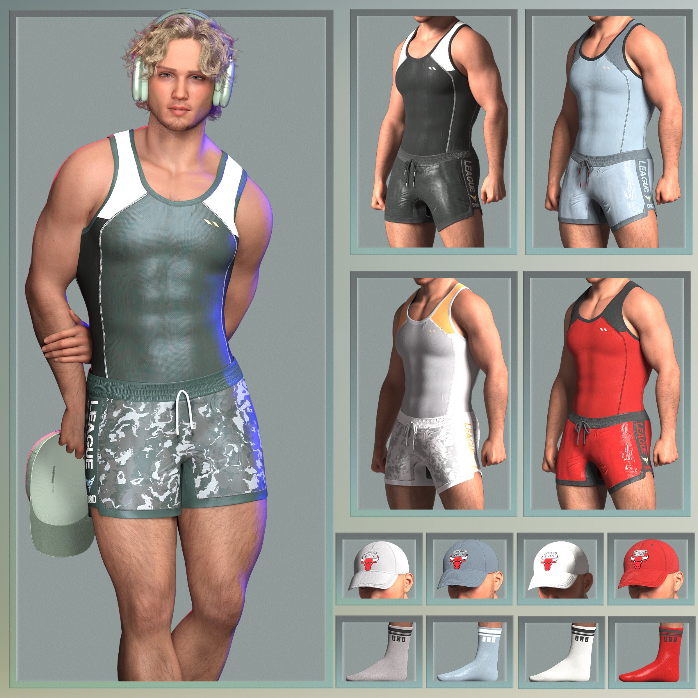 dForce Gym Boy 6-Pack Outfit for Genesis 9