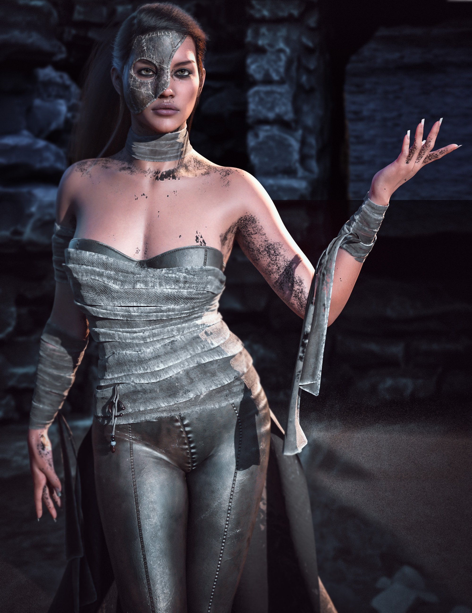 dForce CB Doya Clothing Set Leather Expansion by: CynderBlue, 3D Models by Daz 3D