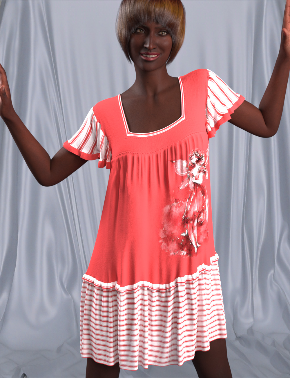 DNA dForce Philla Dress for Genesis 9 by: Donnena, 3D Models by Daz 3D