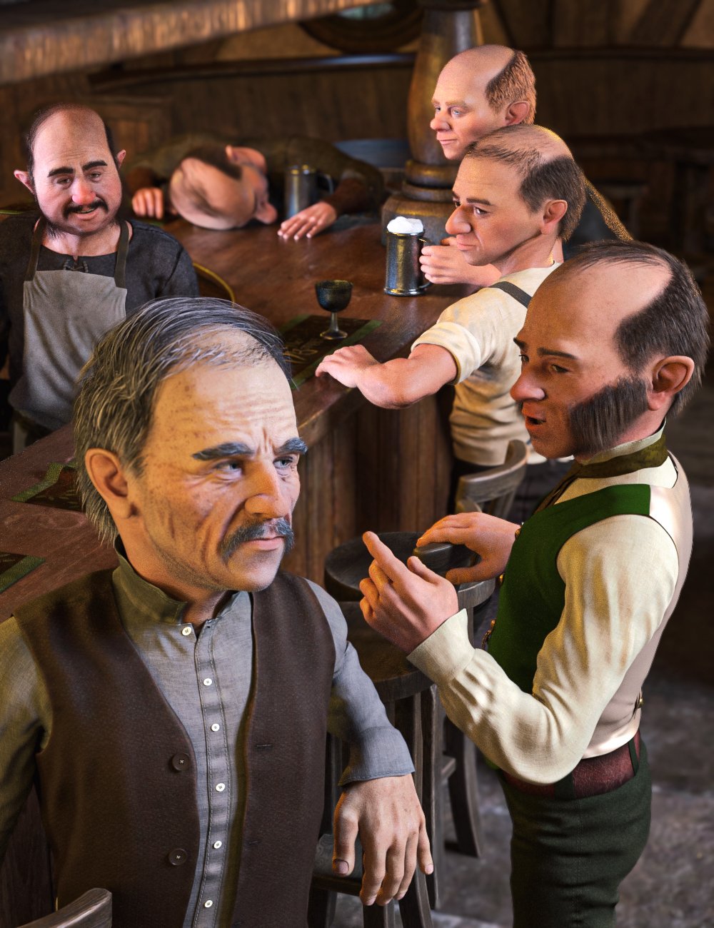 Barnabus Ragwort Balding Hair Collection by: Predatron, 3D Models by Daz 3D