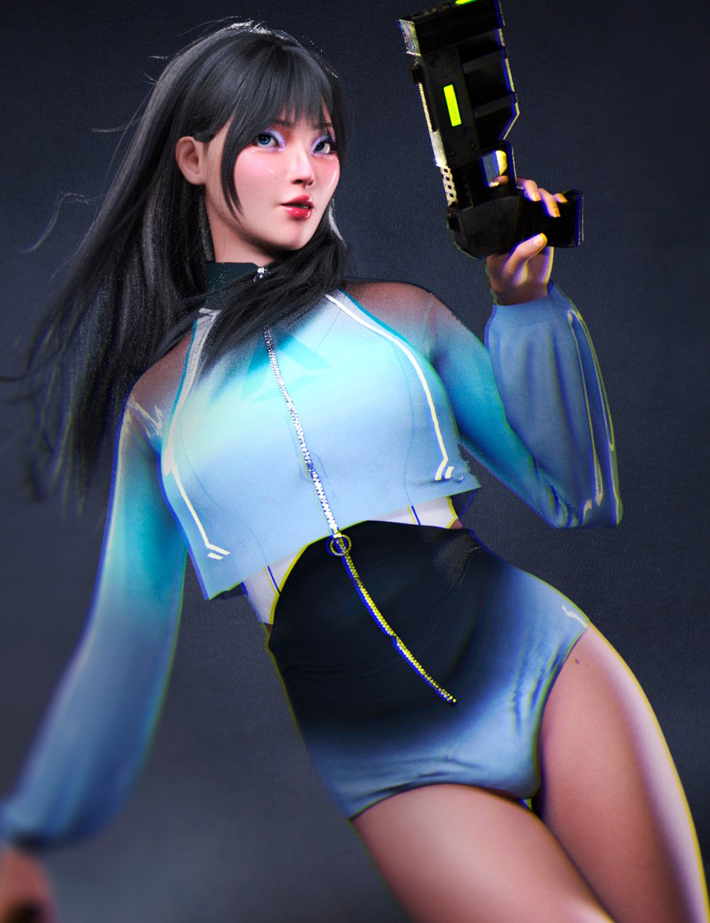 dForce LA Cyber Outfit for Genesis 9 and 8 Female by: Laia, 3D Models by Daz 3D