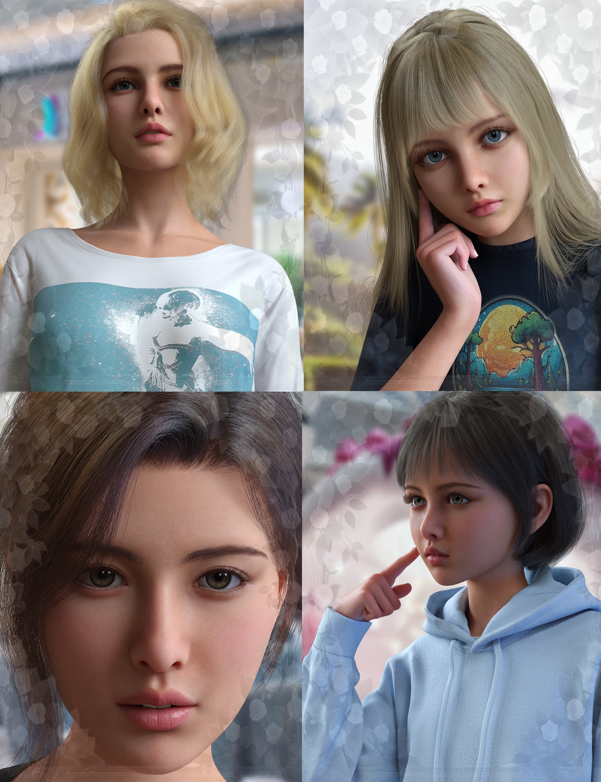 Vo Yuno and Young, and Vo Mio, and Young HD for Genesis 9 Character Bundle by: VOOTW, 3D Models by Daz 3D