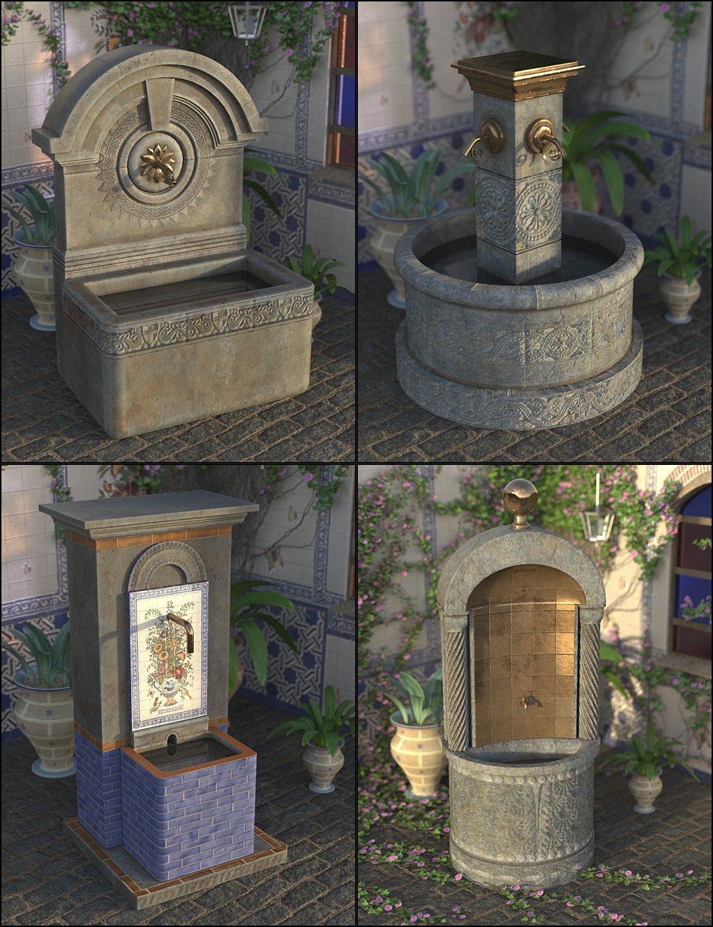 Historical Town Fountains by: ForbiddenWhispersDavid Brinnen, 3D Models by Daz 3D
