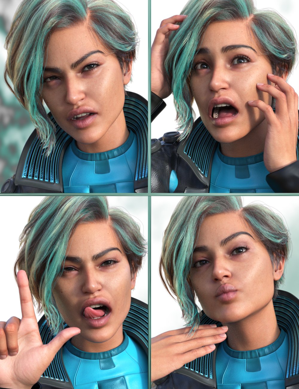 JW futuristic Expressions for Lyna 9 by: JWolf, 3D Models by Daz 3D
