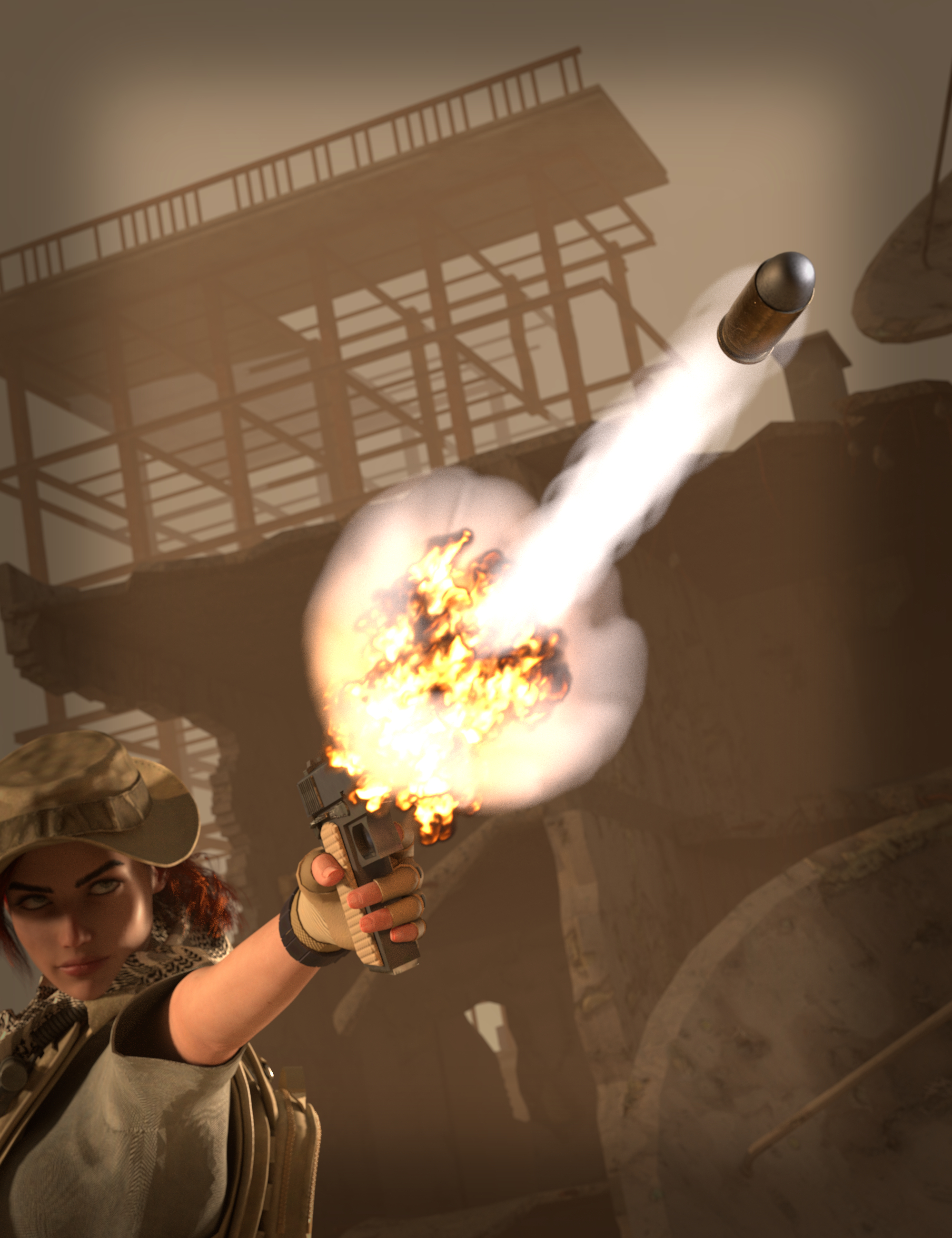 SY Bullets And Muzzle Flash Iray by: Sickleyield, 3D Models by Daz 3D