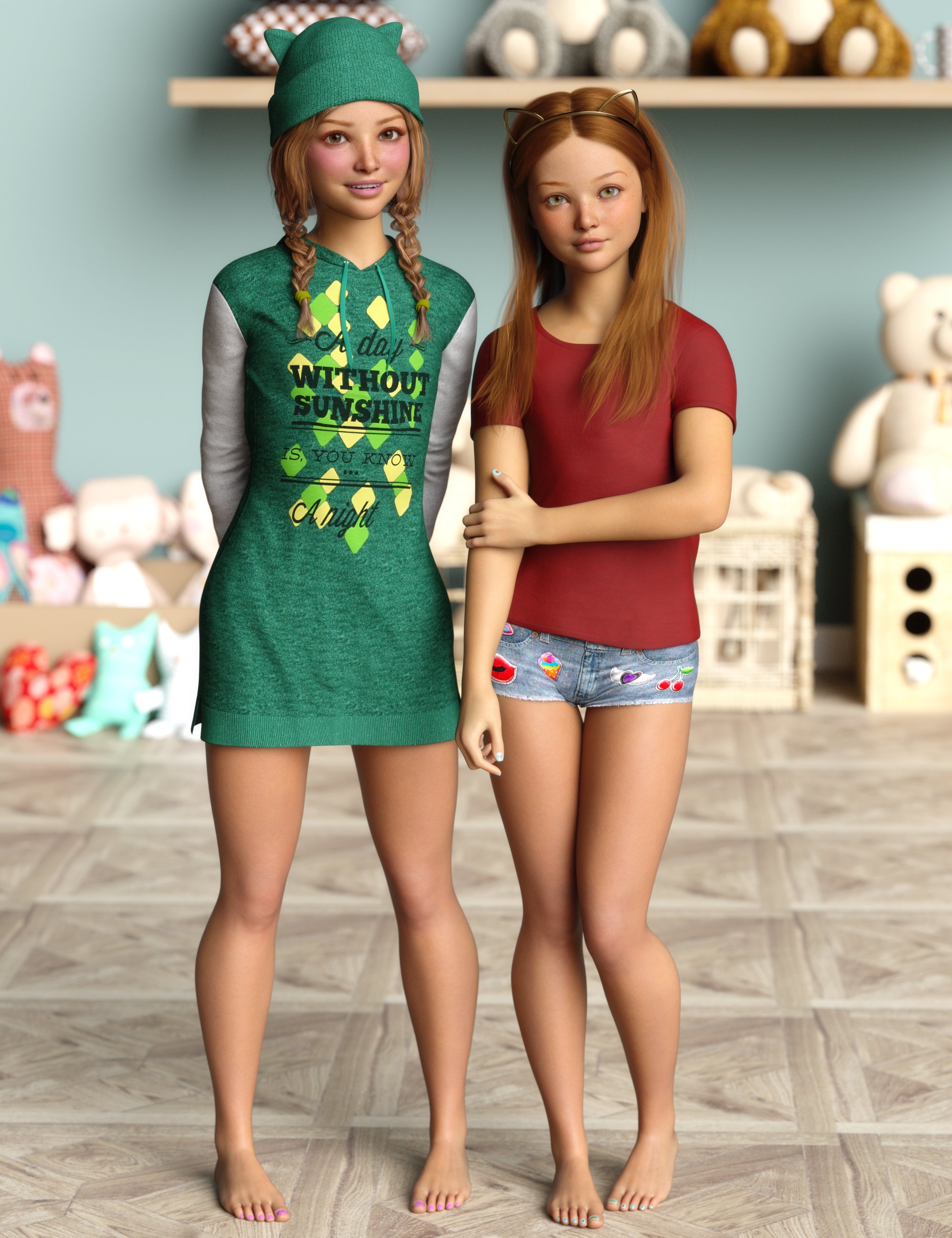 P3D Siblings Puck and Penny and Expressions for Genesis 9