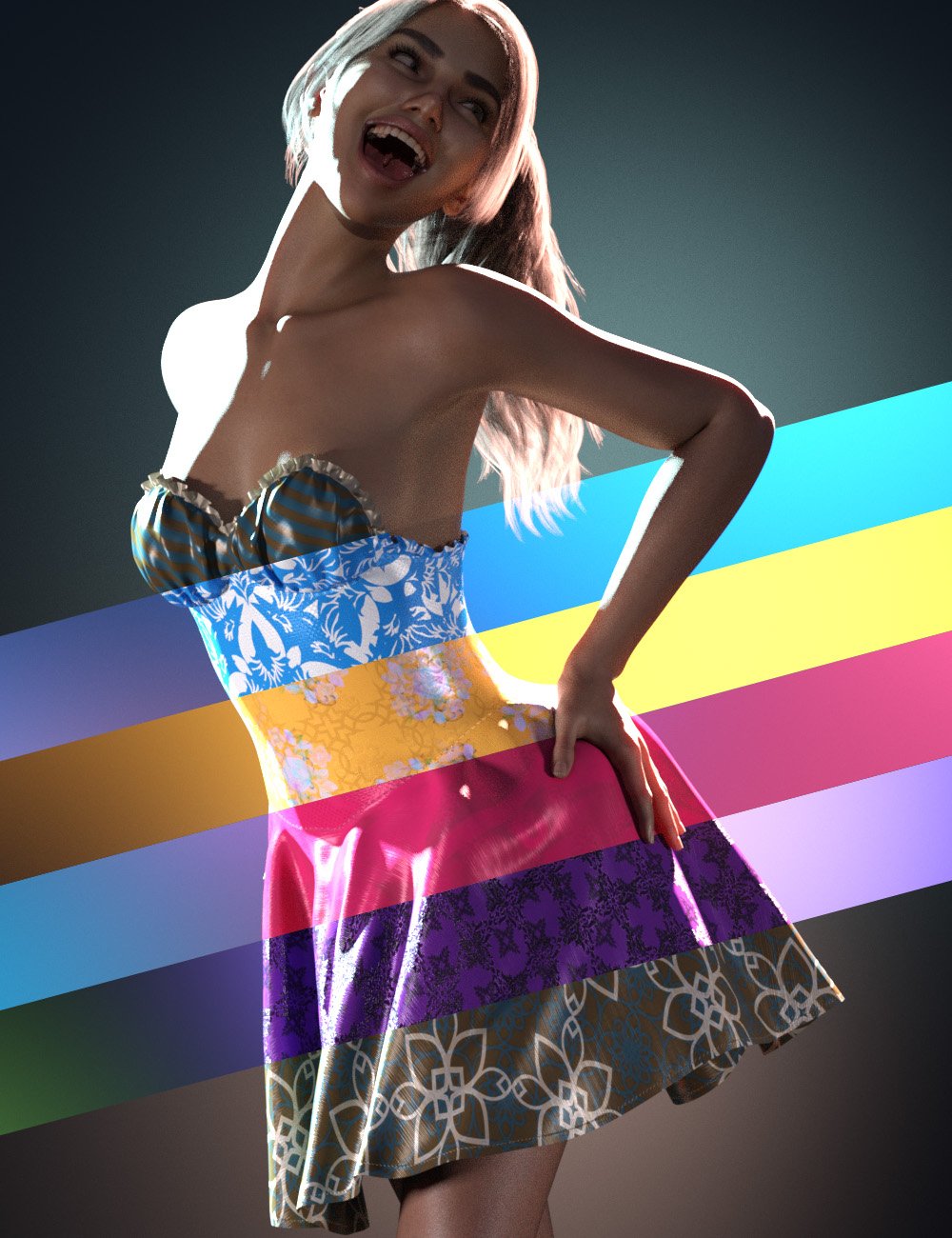 Extra Textures for Ruffled Party Dress by: Punkish, 3D Models by Daz 3D