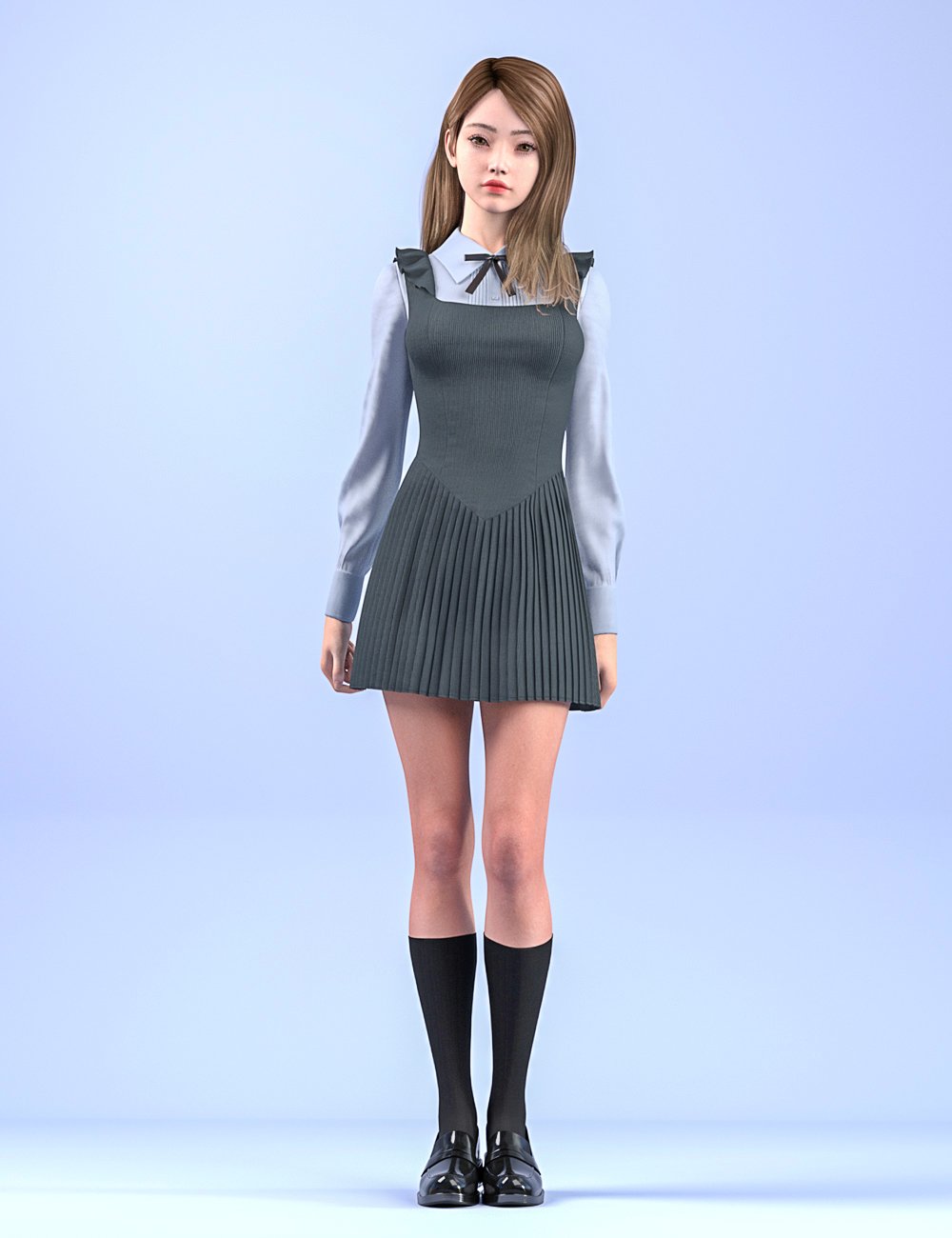dForce HnC25 Pleated Mini Dress Outfit for Genesis 9 by: IH Kang, 3D Models by Daz 3D