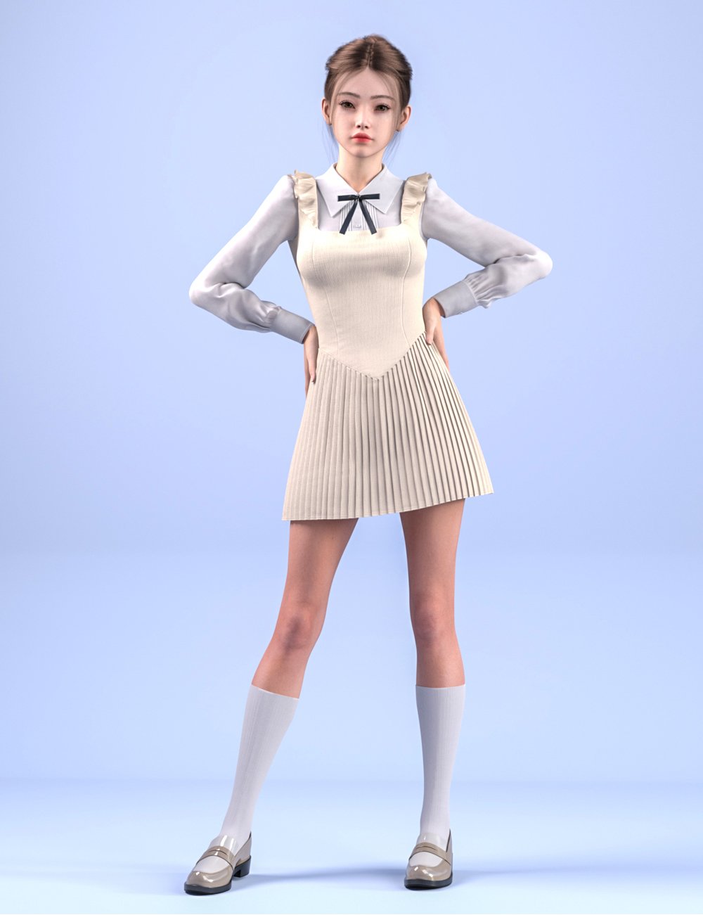 dForce HnC25 Pleated Mini Dress Outfit for Genesis 9